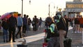 SANTA MONICA, LOS ANGELES CA USA - 19 DEC 2019: African american street performer dancing on boardwalk. Black ethnicity positive