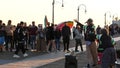 SANTA MONICA, LOS ANGELES CA USA - 19 DEC 2019: African american street performer dancing on boardwalk. Black ethnicity positive