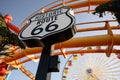Santa Monica, Los Angeles, USA, October 30th, 2019 Route 66 sign near Pacific Park
