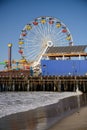 Santa Monica, Los Angeles, USA, October 30th, 2019 The view of Pacific Park on the Santa Monica Pier near Pacific Ocean