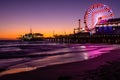 Santa Monica Pier at colorful sunset Royalty Free Stock Photo
