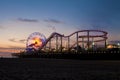 The Santa Monica Pier at dusk Royalty Free Stock Photo