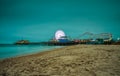 Santa Monica Pier at night, Los Angeles, California Royalty Free Stock Photo