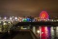 The Santa Monica Pier at night, Los Angeles Royalty Free Stock Photo