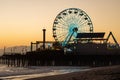 The Santa Monica Pier at Sunset Royalty Free Stock Photo
