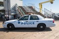 A Santa Monica Police Department car parked on the Santa Monica pier Royalty Free Stock Photo