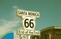 Santa Monica sign - route 66 end of the train Royalty Free Stock Photo