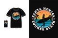 Santa Monica summer beach t shirt design silhouette retro style Royalty Free Stock Photo