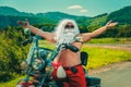 Santa on a motorcycle Royalty Free Stock Photo