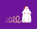 Santa Mouse Symbol of 2020 year. Rat in red cap. Christmas and New Year Vector Illustration Royalty Free Stock Photo