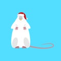 Santa Mouse Symbol of 2020 year. Rat in red cap. Christmas and New Year Vector Illustration Royalty Free Stock Photo