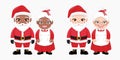 Santa and Mrs Claus standing in Christmas Festival Design, American African Santa and wife Vector Royalty Free Stock Photo