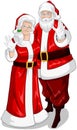 Santa And Mrs Claus Waving Hands For Christmas Royalty Free Stock Photo