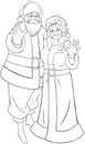 Santa And Mrs Claus Waving Hands For Christmas Col