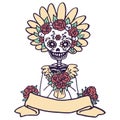 Santa muerte banner on white isolated backdrop Royalty Free Stock Photo