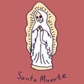 Santa muerte statuette on white isolated backdrop