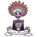 Santa muerte sticker on white isolated backdrop