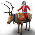 Santa nearby astride a reindeer Royalty Free Stock Photo