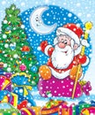 Santa with New Year's gifts.