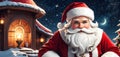 Santa With Nice Face Celestial Festive Background. Digital AI.