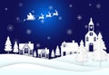 Santa on night sky and snowflake, Christmas season Royalty Free Stock Photo