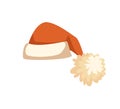 Santa Orange Hat with Furry Pompon Vector Isolated