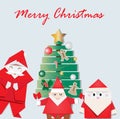 Santa origami on Merry Christmas card