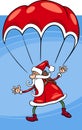 Santa on parachute cartoon illustration