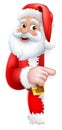 Santa Peeking Christmas Cartoon Sign Pointing Royalty Free Stock Photo