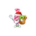 Santa pink stripes tie Cartoon character design having box of gift