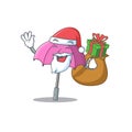 Santa pink umbrella Cartoon character design with box of gift