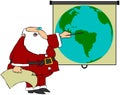 Santa Pointing At A World Globe Royalty Free Stock Photo