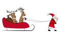 Santa pulling the Christmas sleigh