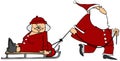 Santa pulling Mrs Claus on a sled