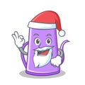 Santa purple teapot character cartoon Royalty Free Stock Photo