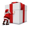 Santa pushing big present Royalty Free Stock Photo