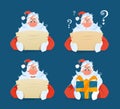 Santa reading a letter face expression set