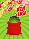 Santa red sack with money. Happy New Year. Big bag of cash. Lot Royalty Free Stock Photo