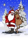 Santa and reindeer Royalty Free Stock Photo