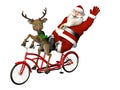 Santa and Reindeer - Bicycle Built for Two Royalty Free Stock Photo