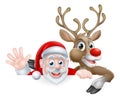 Santa and Reindeer Cartoon Royalty Free Stock Photo