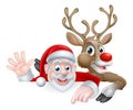 Santa and Reindeer Christmas Illustration Royalty Free Stock Photo