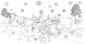 santa reindeer sled coloring 2021 Royalty Free Stock Photo