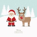 Santa and reindeer snowy winter background