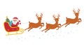 Santa rides a sleigh with his reindeer red silhouette. flat vector illustration isolated on white background Royalty Free Stock Photo