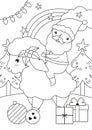 Santa Riding Sheep Illustration coloring page Royalty Free Stock Photo