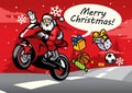 Santa riding sport bike Royalty Free Stock Photo