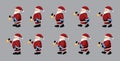 Santa Ringing Bell Walking Gift Motion Sequence Animation Vector Illustration