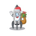 Santa rocket Cartoon character design having box of gifts Royalty Free Stock Photo