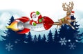 Santa Rocket Sleigh Christmas Background